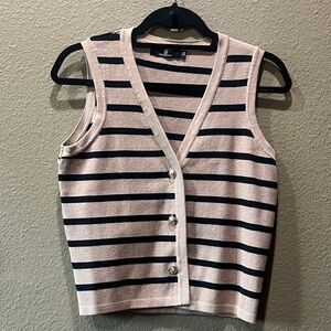 Striped Sleeveless Cardigan